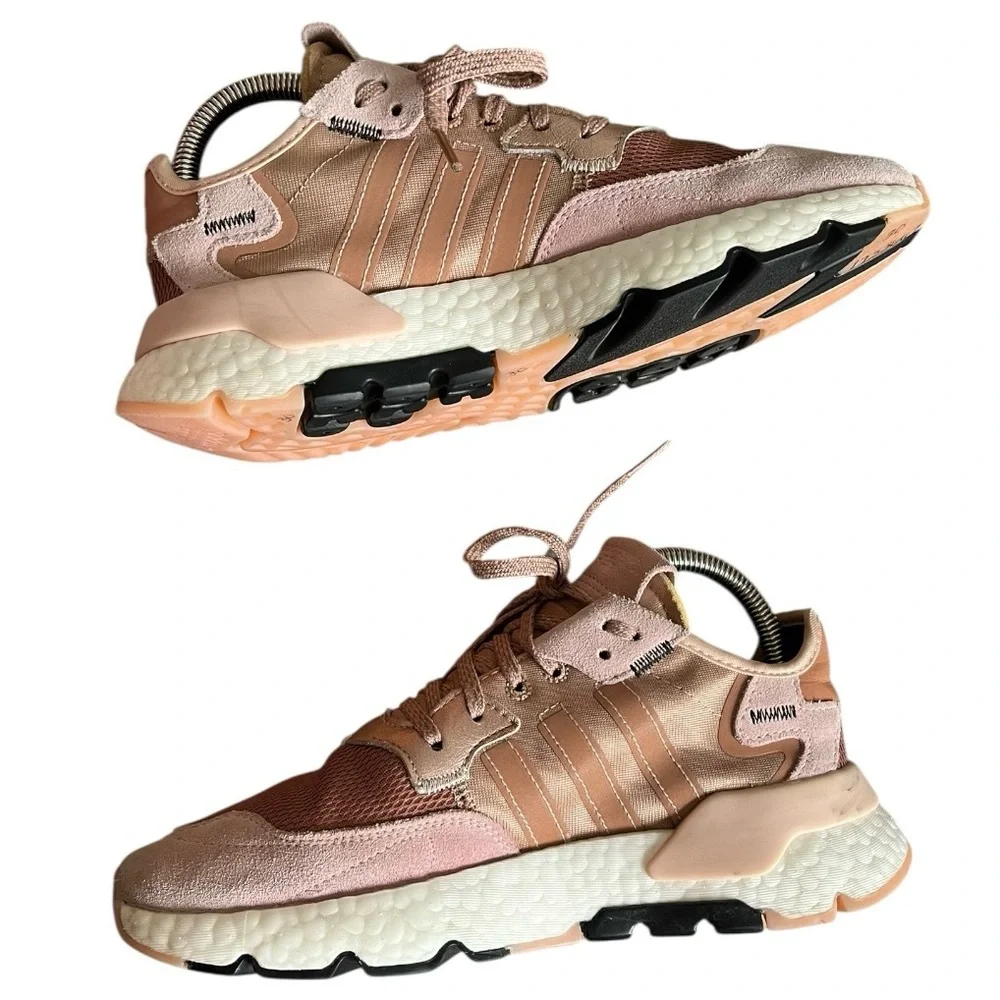 Adidas Nite Jogger Womens 6 Rose Gold Sneakers EE5908 Pink Low Top Athletic